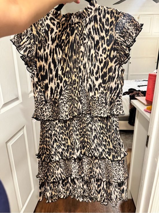 All Saints Dresses & Skirts - All Saints Leopard-Print Tiered Mini Dress in Black and Cream